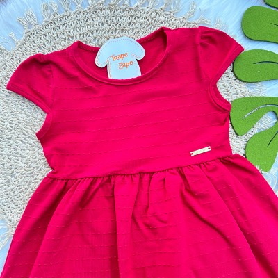 Vestido Manga Curta Ana Bola - Vermelho